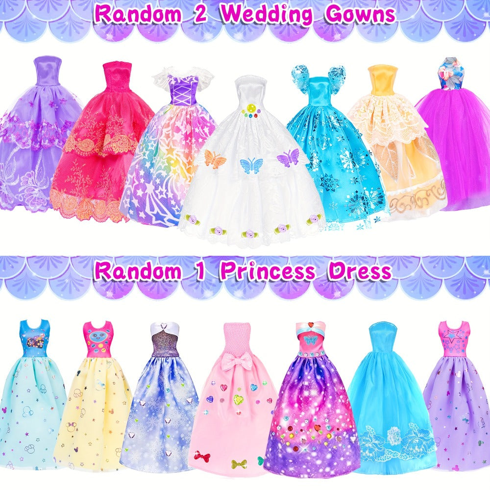 Fashion Doll Wardrobe Set 140pcs for 11.5 Inch Dolls, Deluxe Closet with Wedding Dress, Evening Gowns — image 3