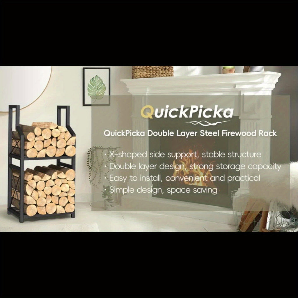 Firewood Rack | Heavy Duty Steel Indoor Outdoor Fireplace Patio Deck — image 7
