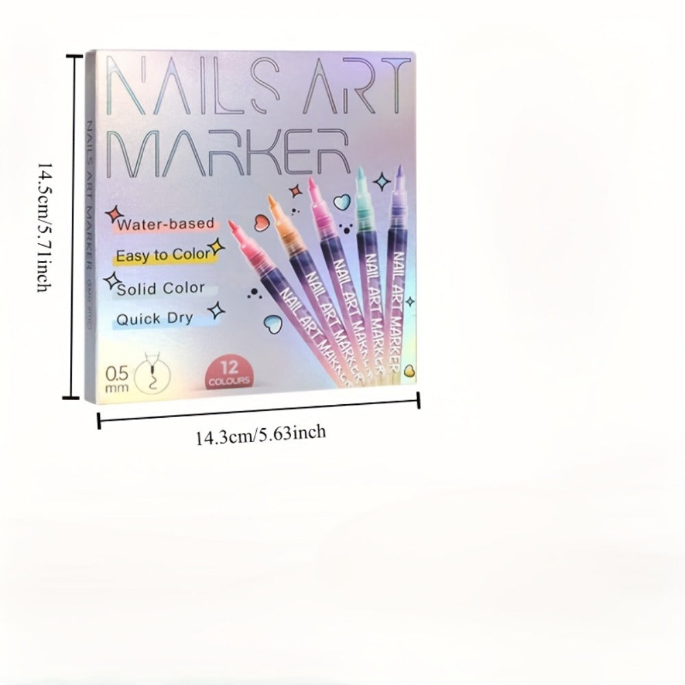 Nail Art Pens Set 12 Colors Quick Dry 3D Doodle Dot Stitching Nail Art Pen Kit – DIY Nail Design Tools — image 15
