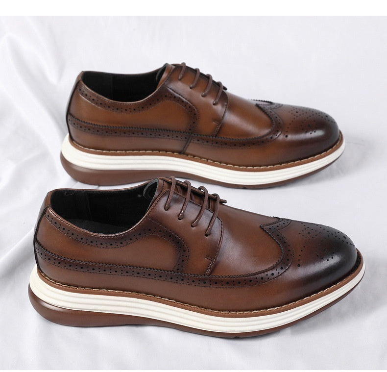 Ultra-fiber Thick-soled Trendy Men's Business Leather Shoes Comfortable And Casual