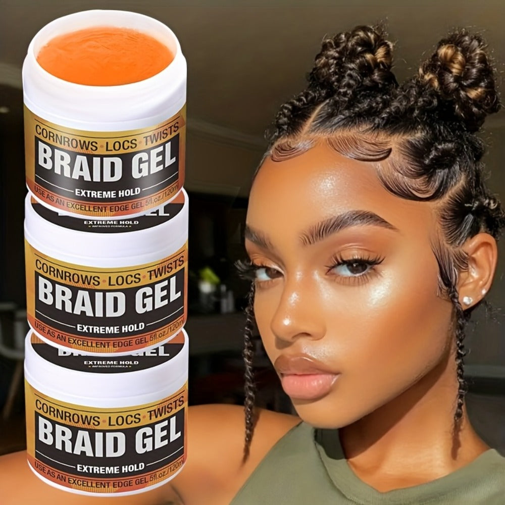 Extreme Hold Braid Gel & Edge Control Hair Wax Pomade – Anti-Frizz, Moisturizing, Long-Lasting for Braids, Locs, Twists & Sle