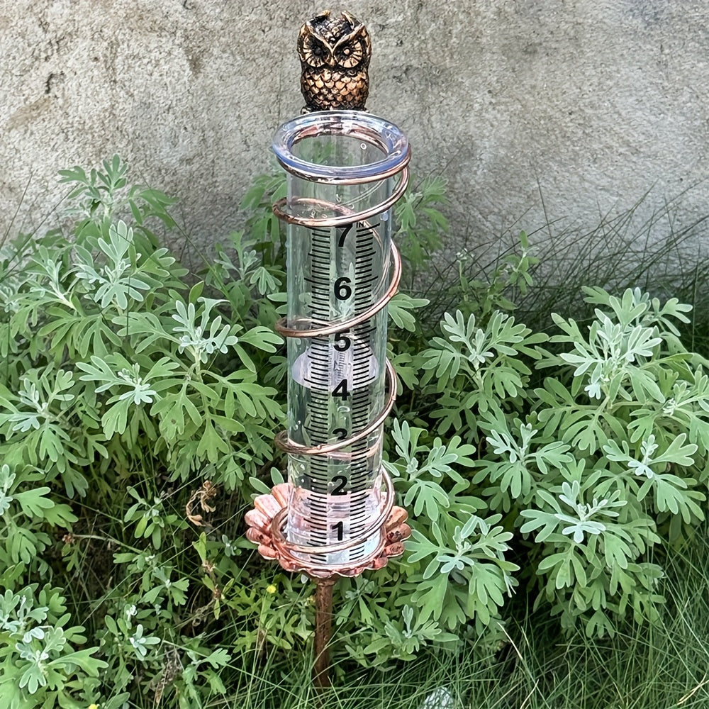 Rain Gauge | Owl Garden Art Metal Frame Outdoor Yard with Cleaning Brush — image 6