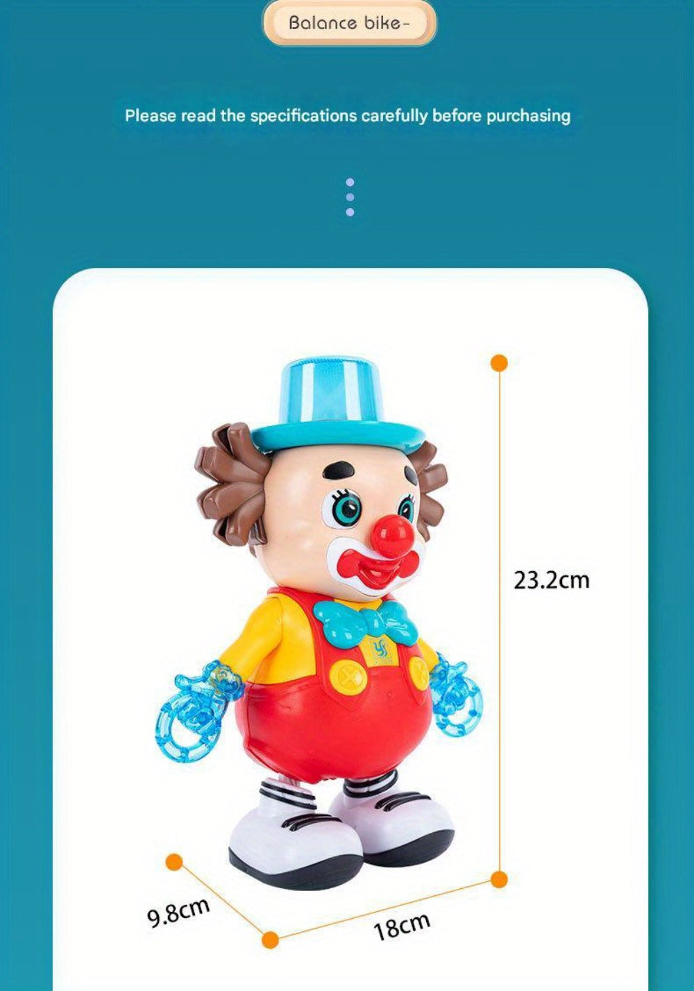Dancing Clown Toy Doll with Light & Music, Swinging Fidget Toy for Kids Boys & Girls, Funny Weird Halloween Decoration — imag