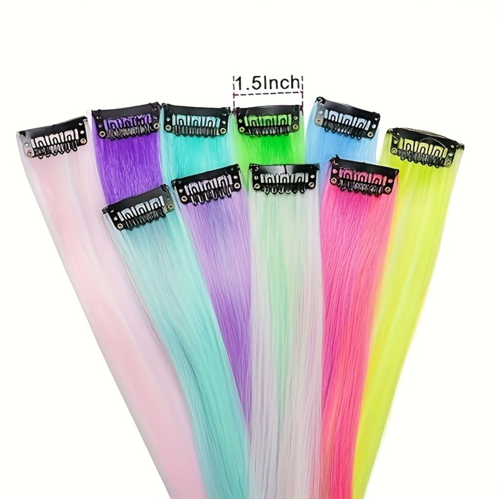 Hair Accessories Ten-Piece 16-Inch Light-Up Rainbow Clip-In Extensions for Costume Styling — image 3