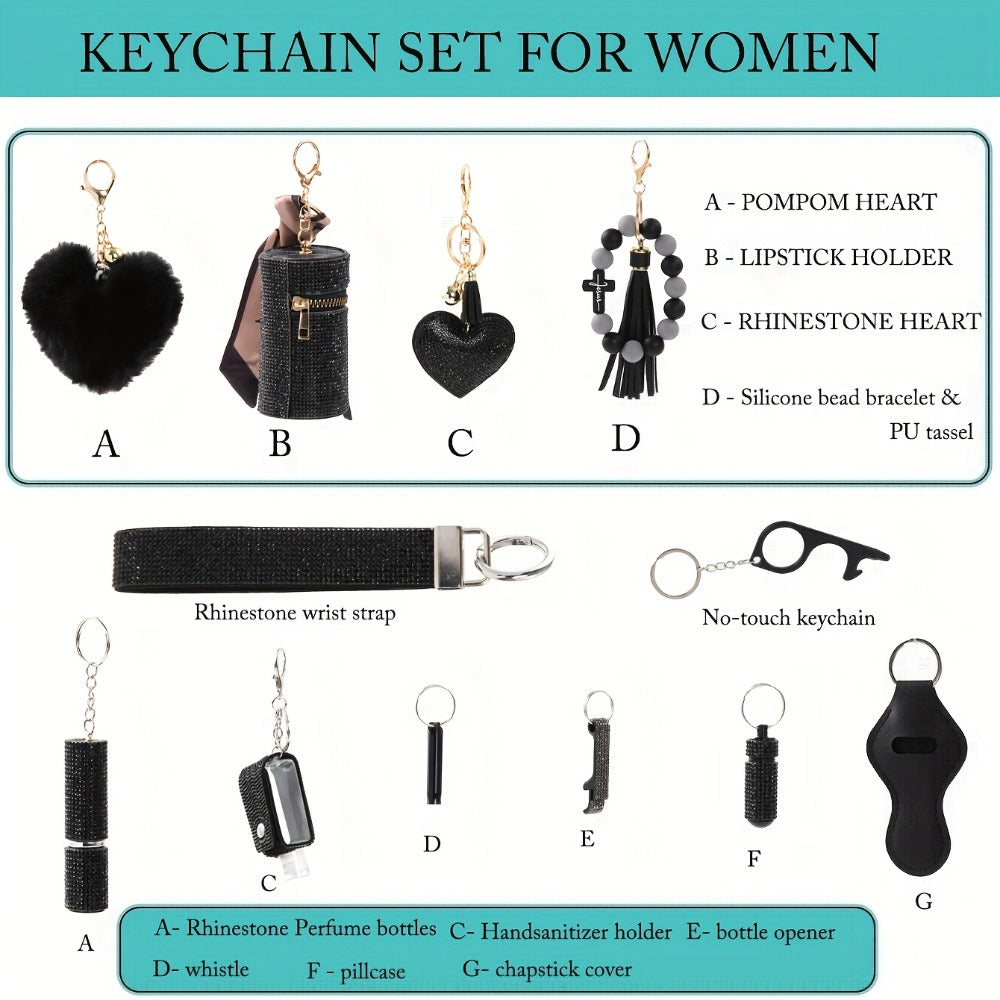 Rhinestone Keychain Set for Women 13-Piece with the Listed Color, Size or Set Options for Everyday Use — image 8