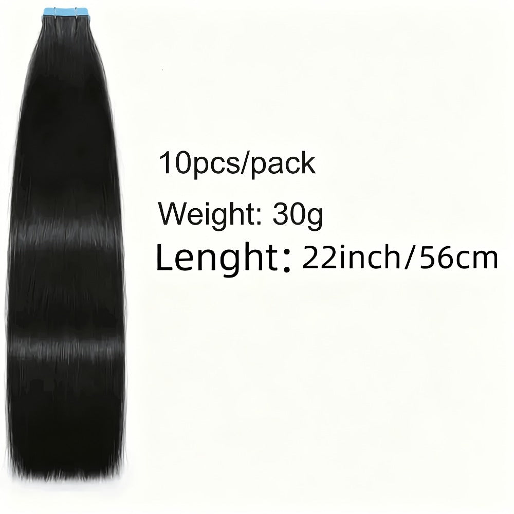 Tape In Hair Extensions Human Hair Straight Natural Black 1B Seamless Skin Weft 10pcs 30g 16 20 22 24 Inch Invisible Blend fo