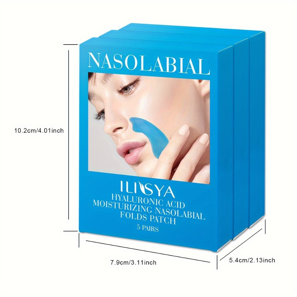Nasolabial Fold Patches 3 Boxes - Hyaluronic Acid & Collagen Laugh Line Sticker, Lifting Tightening Anti-Wrinkle Nose Line Pa