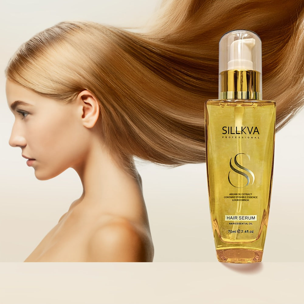 Moroccan Argan Oil Hair & Skin Treatment with Applicator Brush 2.4oz - Anti Frizz Smoothing for Bath Time, Home Spa and Perso