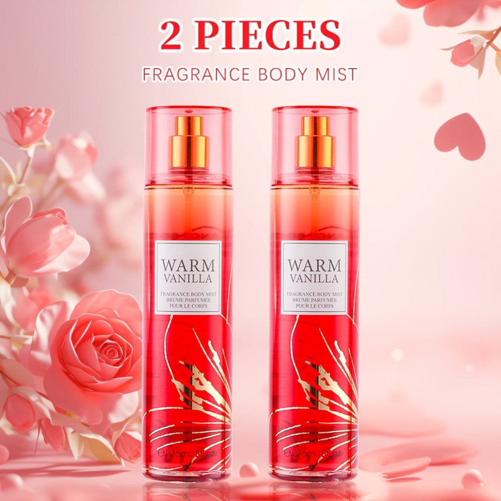 Body & Hair Fragrance Mist for Women 2PCS Set - Perfume Spray 8 fl oz, Fruity Floral Scents Peach Pear Cherry Blossom — image