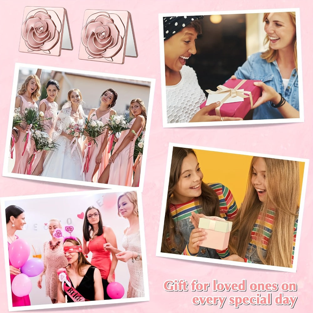 30-Set Rose-Shaped Compact Mirror Favors with Thank-You Tags, Organza Bags and 2.75-Inch Folding Cases — image 4