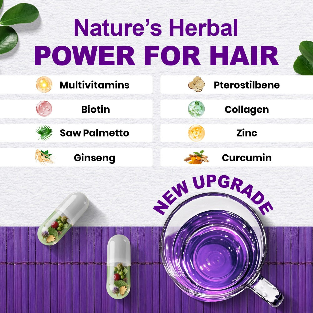 Hair Loss Supplement for Women 90 Capsules, Biotin, Collagen, Keratin, Saw Palmetto & Curcumin Multivitamin Formula for Hair 