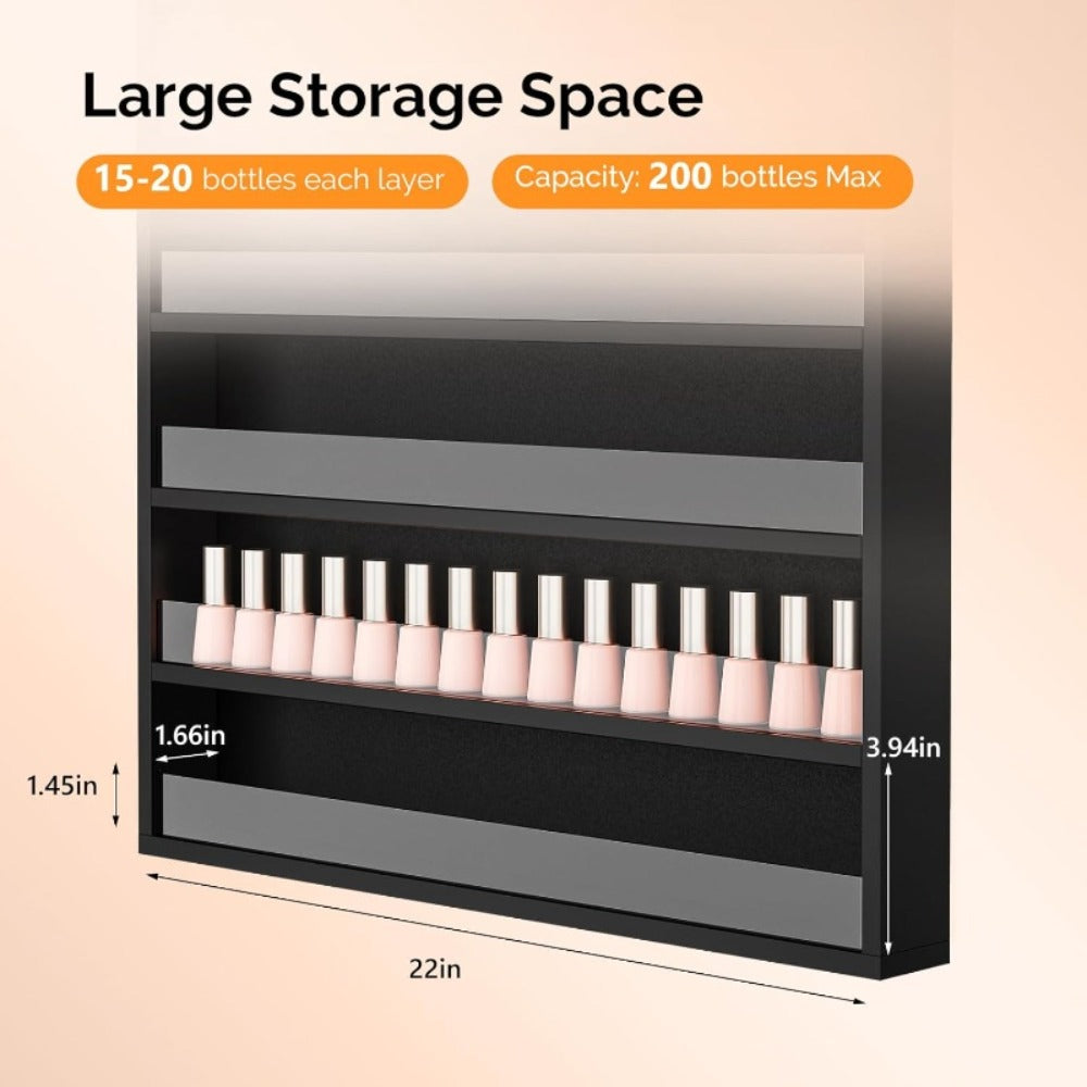 Nail Polish Rack Wall Mount Organizer 6-Tier & 10-Tier with Acrylic Baffle, Salon Display Shelf for Nail — image 6