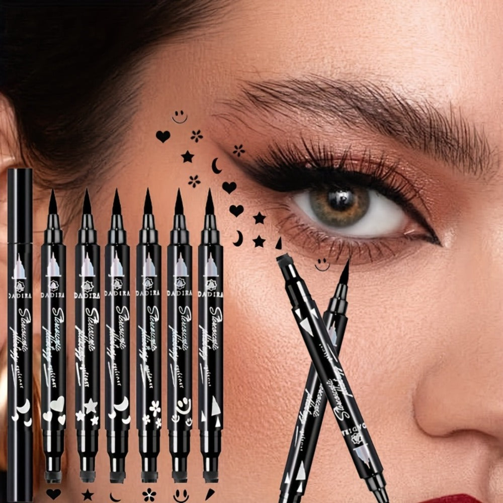 Waterproof Eyeliner Pen Set 6pcs Double-Ended Liquid Eyeliner Kit, Smudge-Proof, Oil-Proof, Precision Eye Liner Pencil for Wo