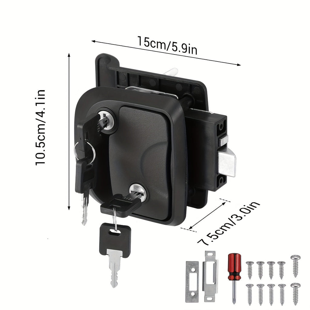 RV Door Lock Replacement – Travel Trailer Entry Door Lock with Deadbolt, Fits 2-3/4" x 3-3/4" Hole, 1-1/4" to 1-1/2" Door Thi
