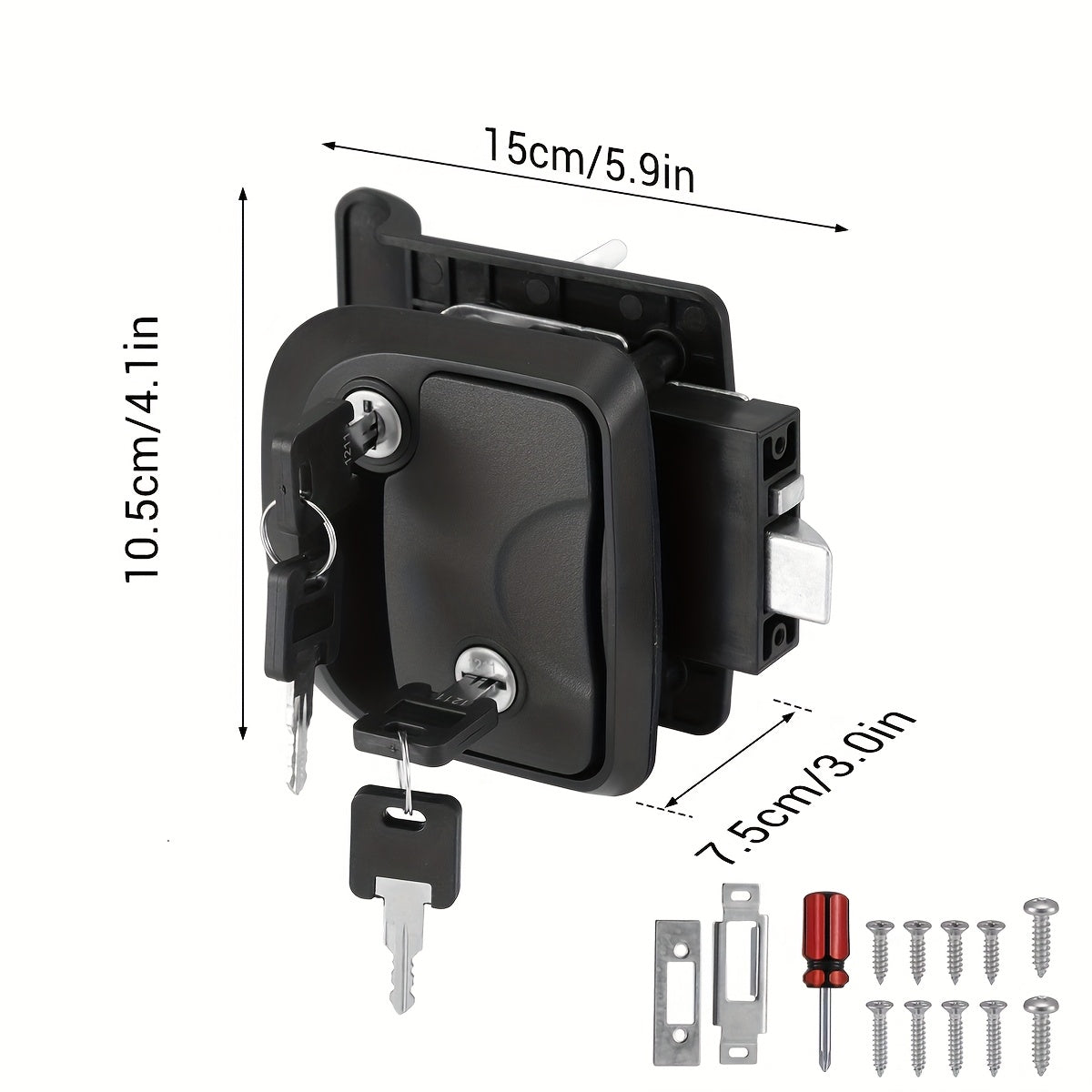 RV Door Lock Replacement – Travel Trailer Entry Door Lock with Deadbolt, Fits 2-3/4" x 3-3/4" Hole, 1-1/4" to 1-1/2" Door Thi