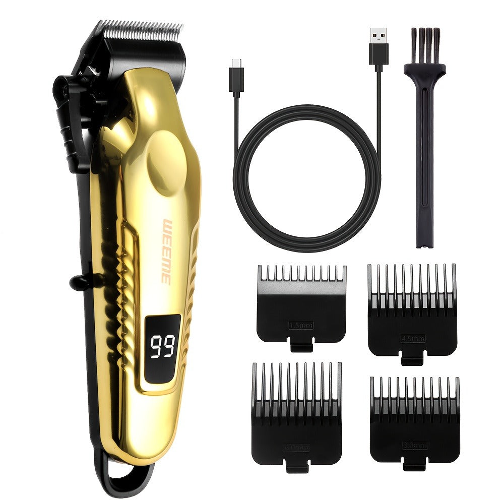 T-Blade Hair Clipper Set for Men – Golden Series USB Rechargeable Trimmer Kit with Guide Combs & Cleaning Brush, 1pc 2pcs 3pc