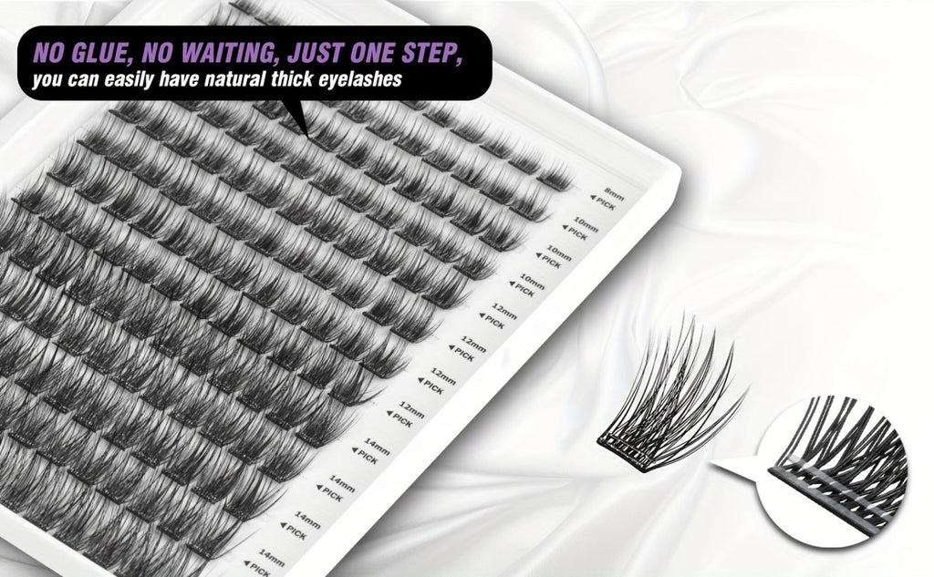 156-Piece Mixed Self-Adhesive Lash Cluster Tray with Black Tweezers and Spoolie Brush in Mixed Style — image 14