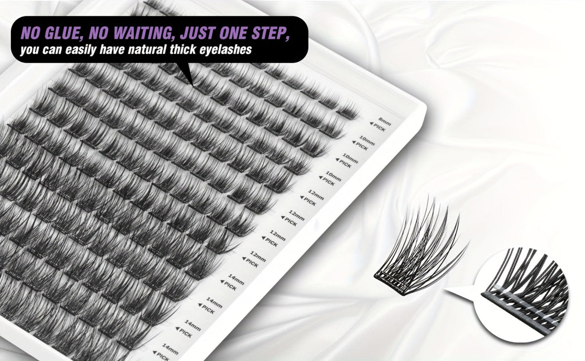 156-Piece Mixed Self-Adhesive Lash Cluster Tray with Black Tweezers and Spoolie Brush in Mixed Style — image 14