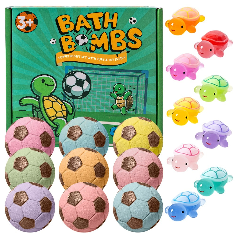 Soccer Ball Bath Bombs Gift Set 9 Pcs with Surprise Toys Inside – Lavender Scent Handmade Fizzy Bath Balls — image 2