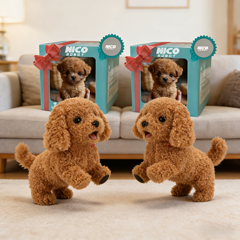 Two-Piece Brown Electronic Plush Puppy Toy Set with Walking and Barking Presentation and Boxed Dogs — image 11