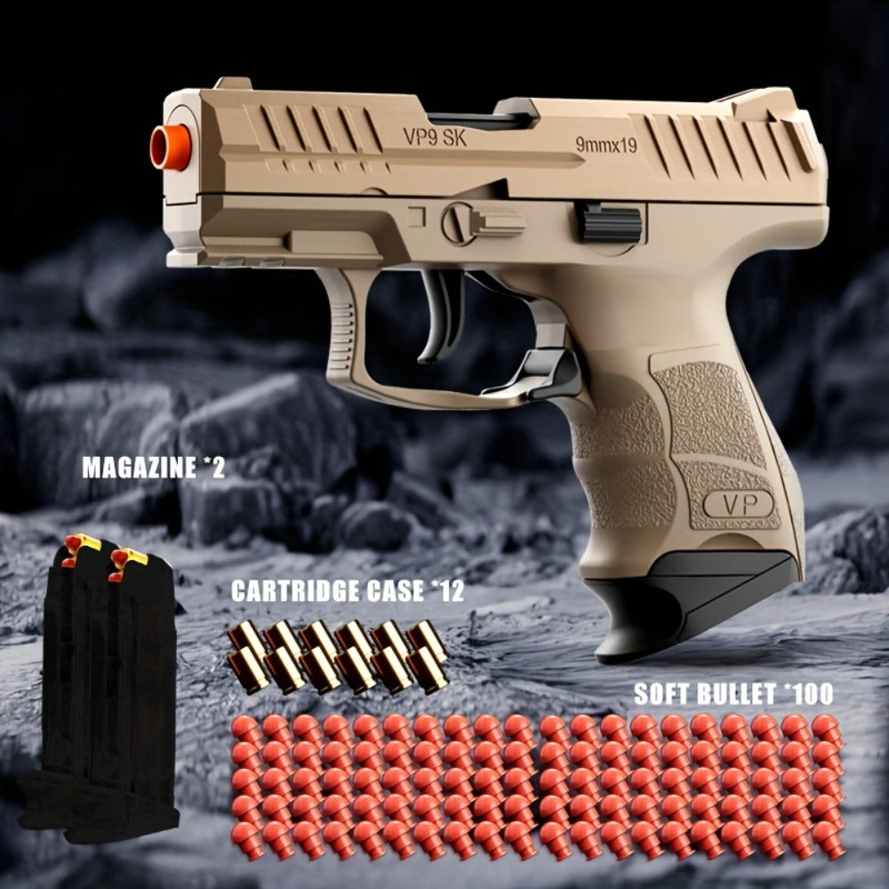 VP9 Bullet Toy Gun Pistol with Shell Ejecting System, Upgraded Semi-Auto Foam Blaster for Boys, Outdoor Shooting Game — image