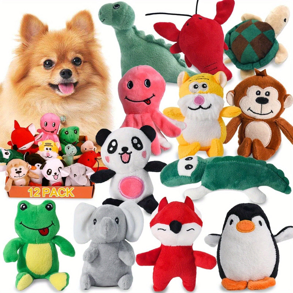 Dog Toy Stuffed Plush Cartoon Squeaker Set with 6-Pack or 12-Pack Options for Puppies and Small Dogs — image 3
