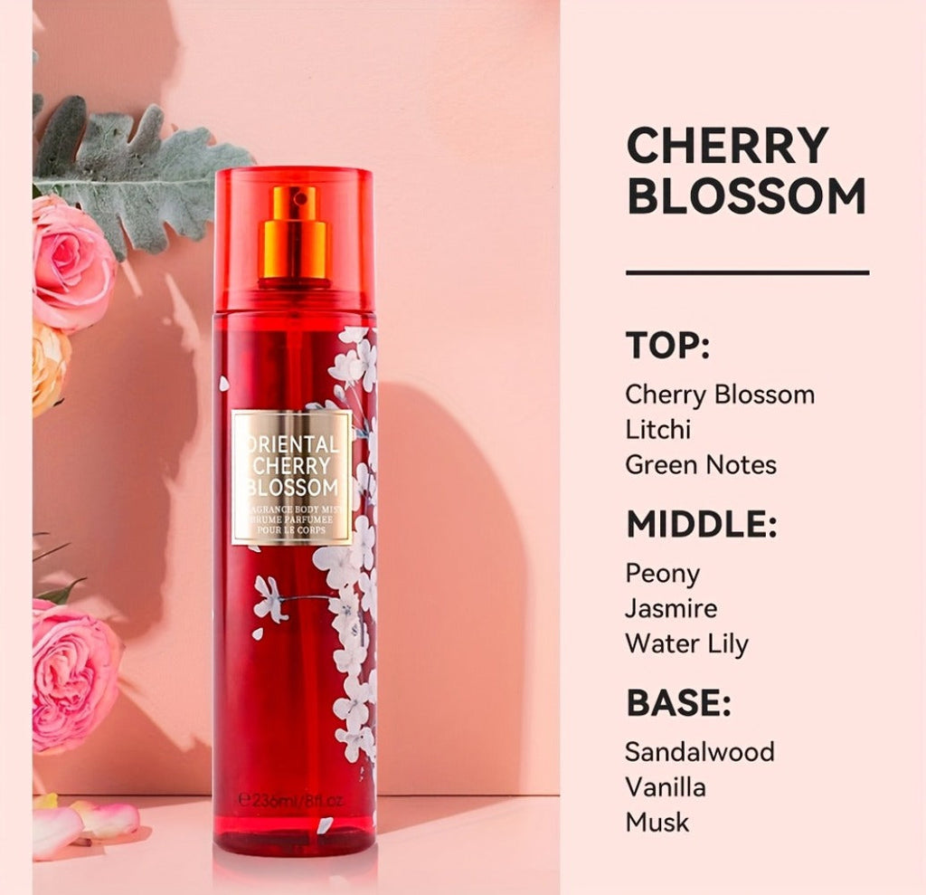 Body & Hair Fragrance Mist for Women 2PCS Set - Perfume Spray 8 fl oz, Fruity Floral Scents Peach Pear Cherry Blossom — image