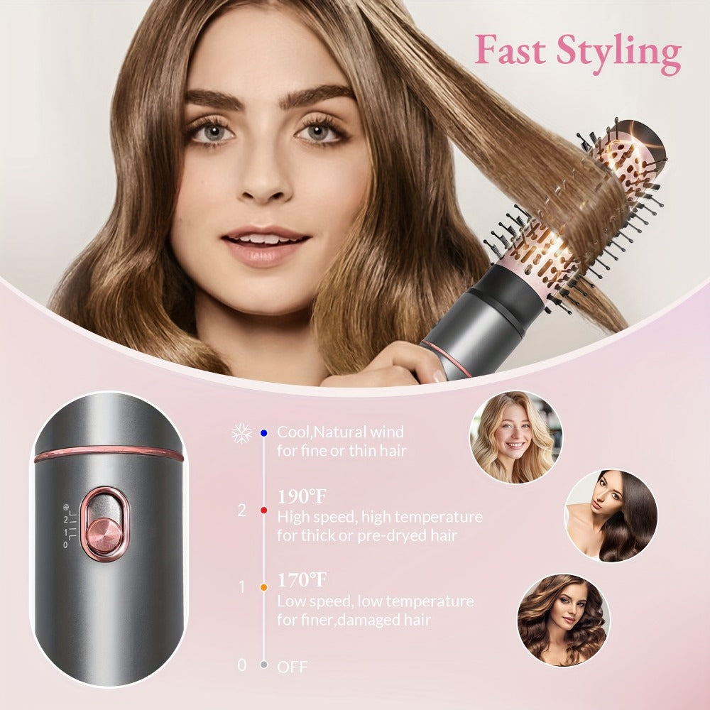 5-in-1 Hot Air Styling Comb Set Negative Ion Hair Dryer Brush with 5 Interchangeable Heads, for Home, Travel and Salon Hair S