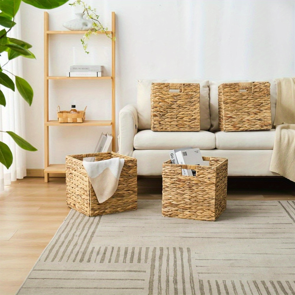 Water Hyacinth Storage Baskets with Seagrass and Paper Rope Options in 2- or 4-Pack Cube Sizes — image 19