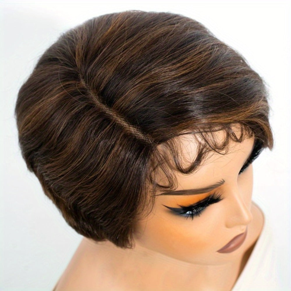 Lace Front Wig Human Hair Body Wave Bob with 4x1 Lace, 6in Length and Three Brown Highlight Colors — image 12