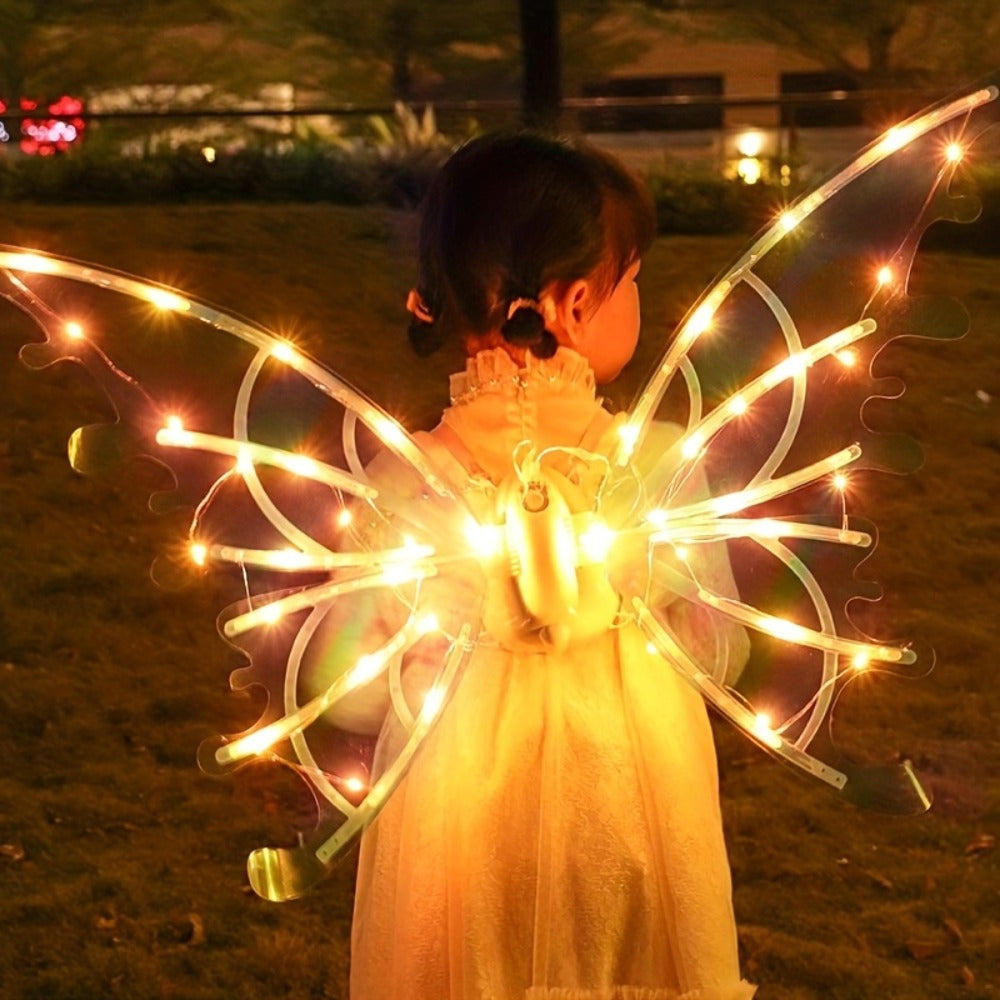 LED Butterfly Wings Glow in the Dark, Motion Sensor & Music Activated Color Changing Lights, Magical Costume Wings for Girls 