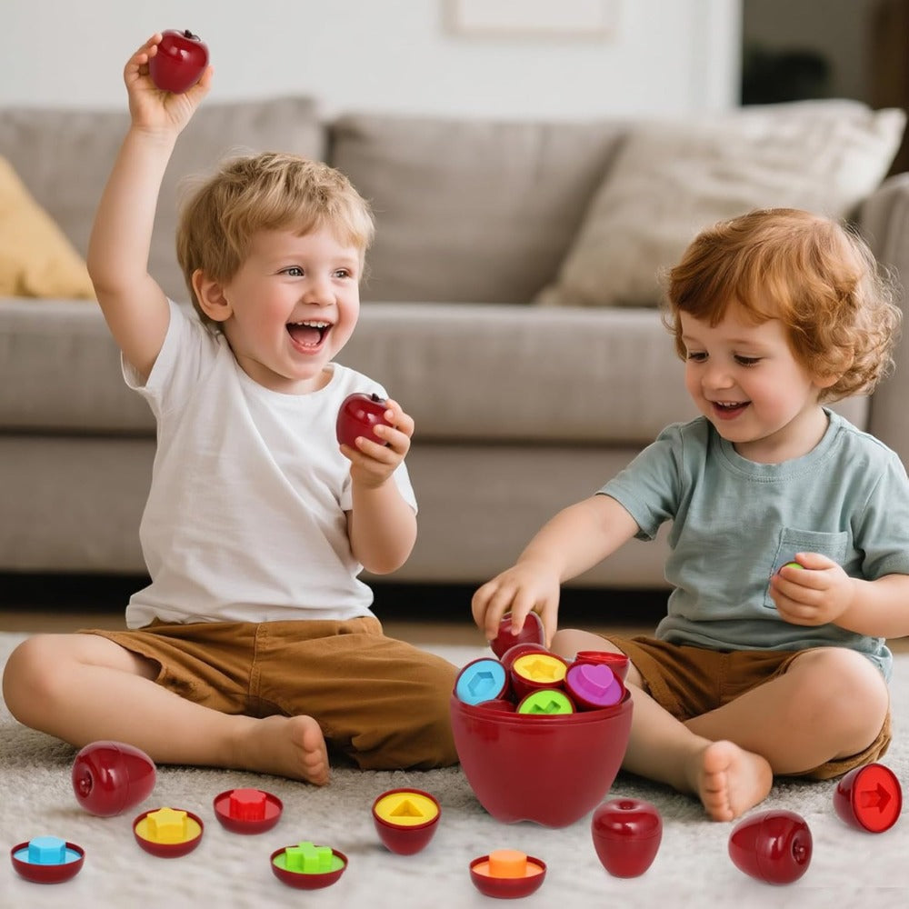 Apple Shape Sorter Toy for Toddlers Ages 10M-3 Years, Geometric Color Sorting Matching Game — image 9