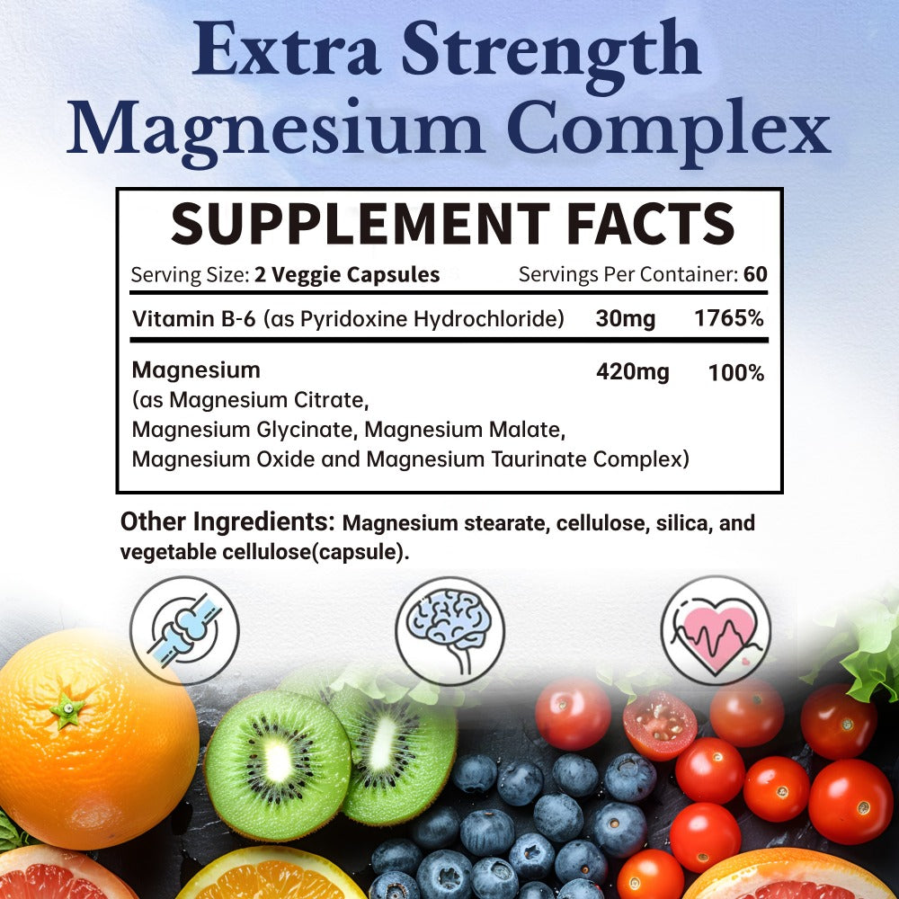 Magnesium Complex 420mg Capsules 120 Count with Vitamin B6 for Bath Time, Home Spa and Personal Care — image 2