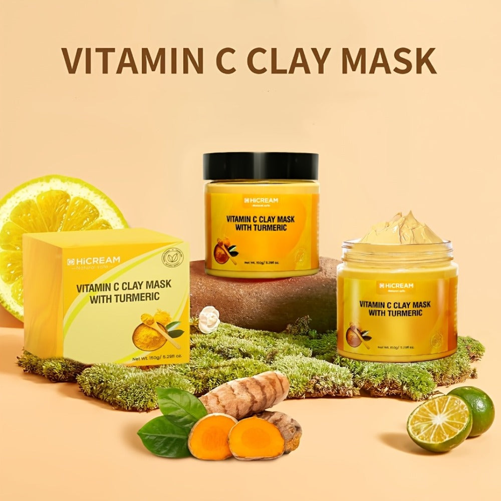 Face Mask, HICREAM Turmeric Vitamin C Kaolin Clay Formula in Jar Packaging for Rinse-Off Facial Use — image 8