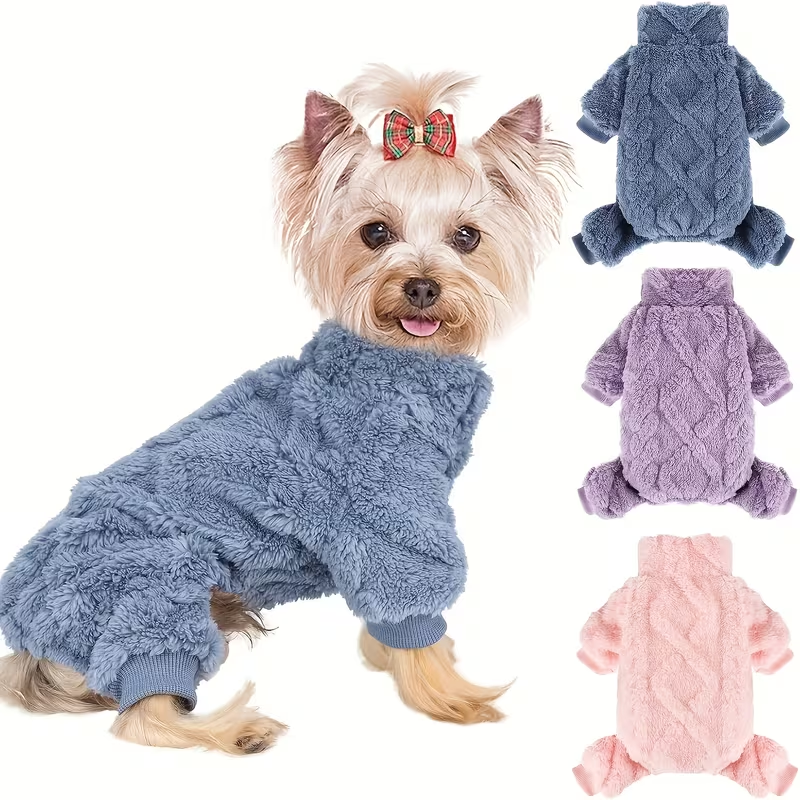 Fleece Dog Turtleneck Jumpsuit with Six Colors, Four-Leg Cut and XXS–M Sizes for Small Pets — image 4