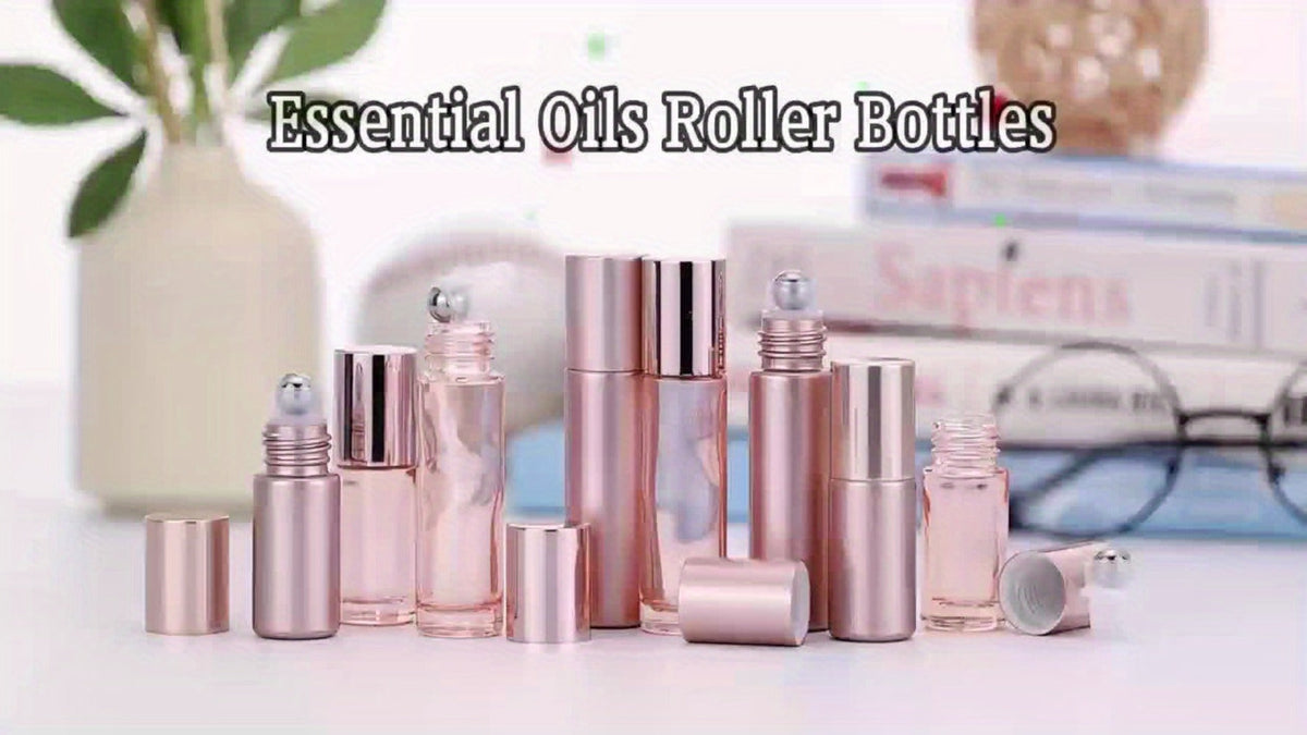 Glass Roller Bottles for Essential Oils 28 Pack 10ml – Bulk Refillable Roll-On Perfume Containers with Stainless Steel Roller