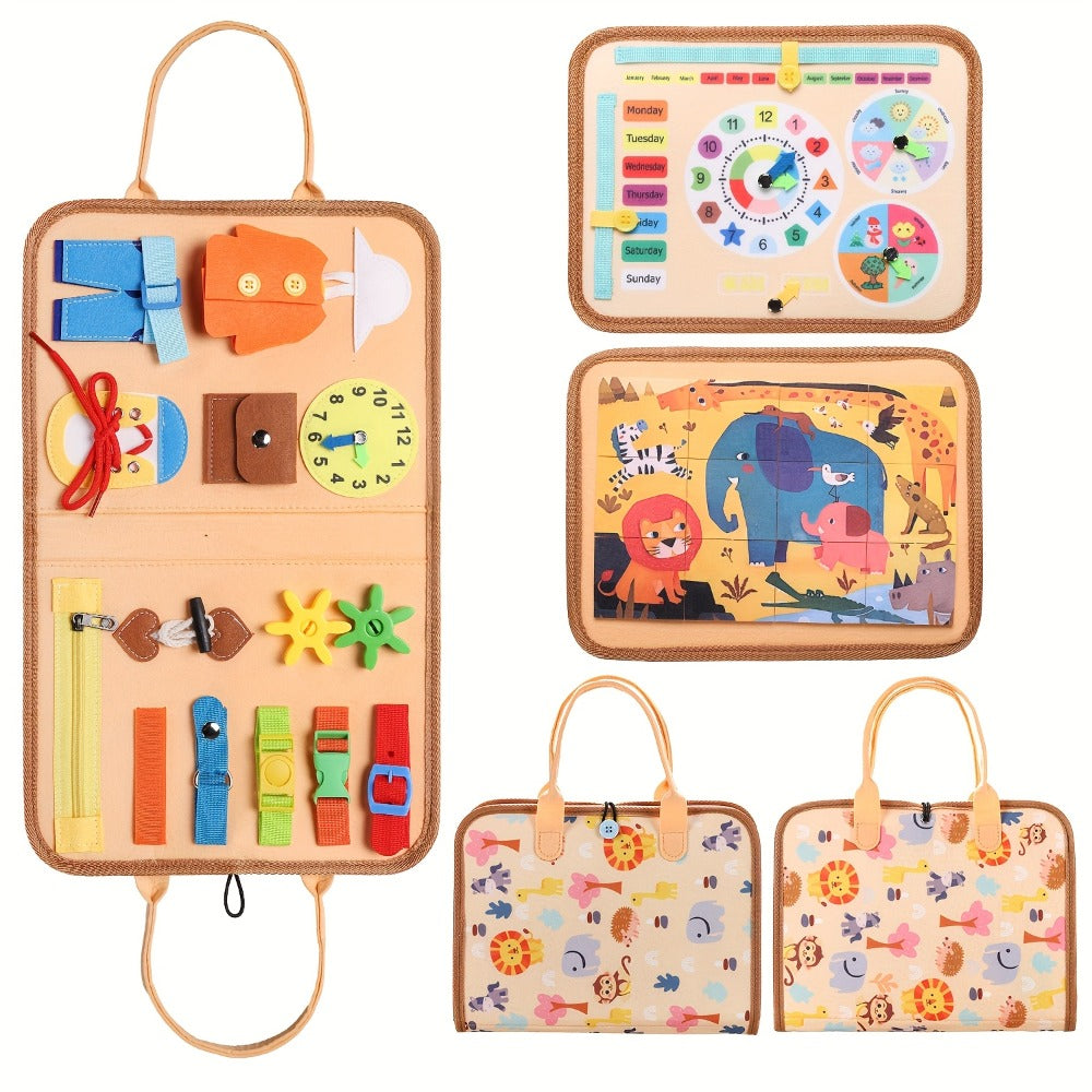 Busy Board for Toddlers 1 2 3 Years Old Montessori Sensory Activity Travel Toy with Zippers Buckles Buttons Laces — image 4
