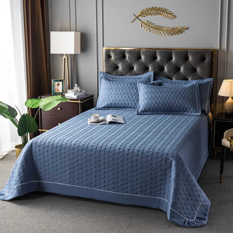 Quilted Padded Continental Bed Cover Three Piece Set