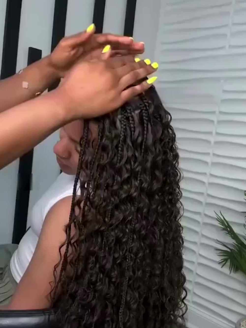 Extra-Long Black Box-Braid Wig with Curly Ends, Lace Cap and 48-Inch Checkout Length for Styling — image 9