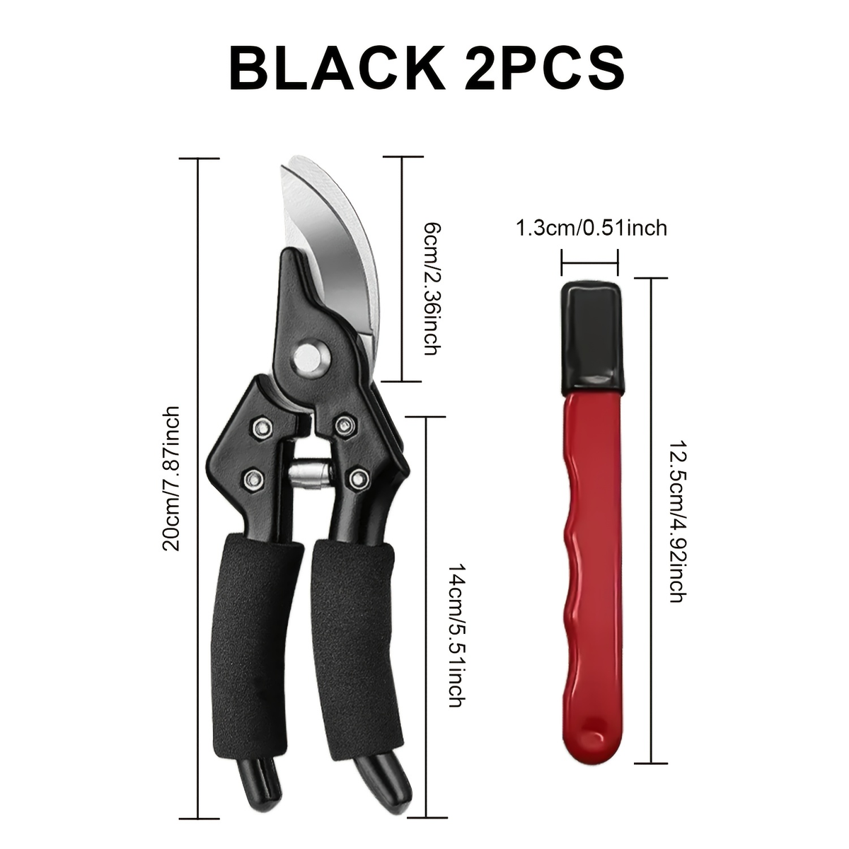 Stainless Steel Pruning Shears, 8.27 Inches with Sharpening Stone in One- or Two-Set Options — image 9