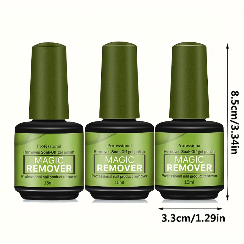 Gel Nail Polish Remover 3pcs Set – Soak Off Gel Nails, Nail Glue & Acrylic Nails in 2-3 Minutes | Fast Gentle Formula for Hom