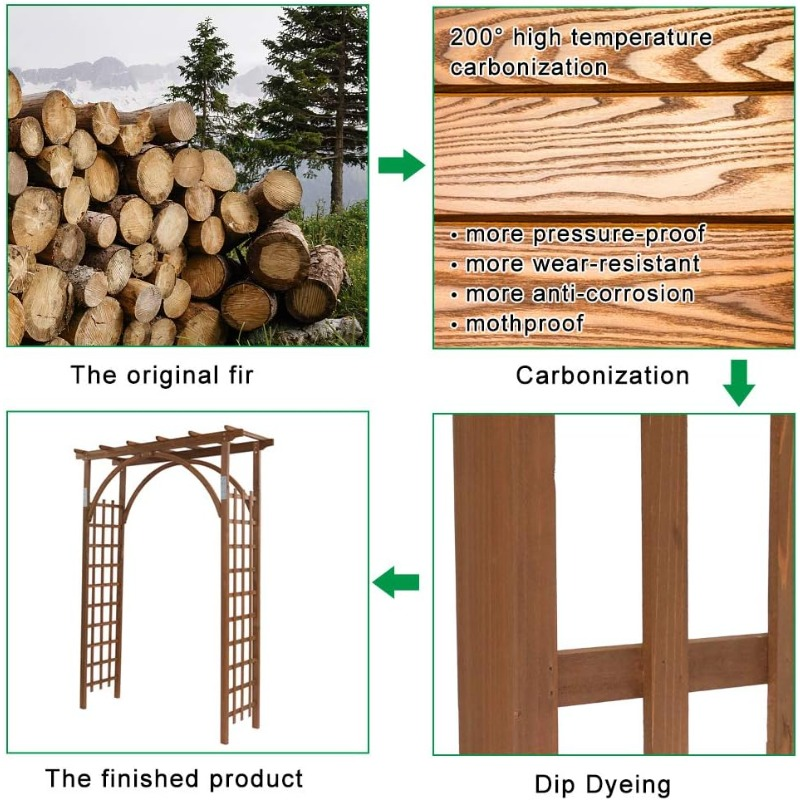 Teak Wood Pergola Arbor 85" Wedding Arch Garden Climbing Trellis for Garden, Patio and Yard Use — image 8