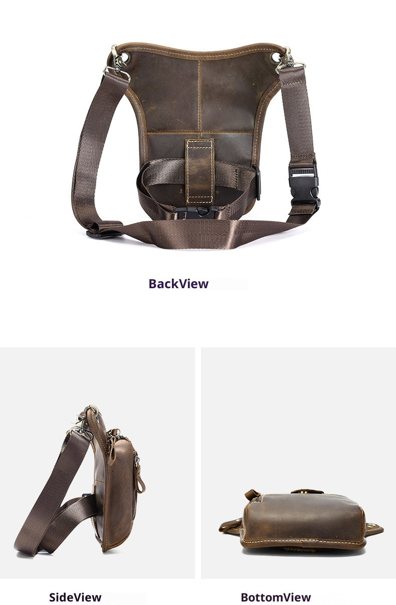 Men's Denim Leather Leg Bag Outdoor Sports