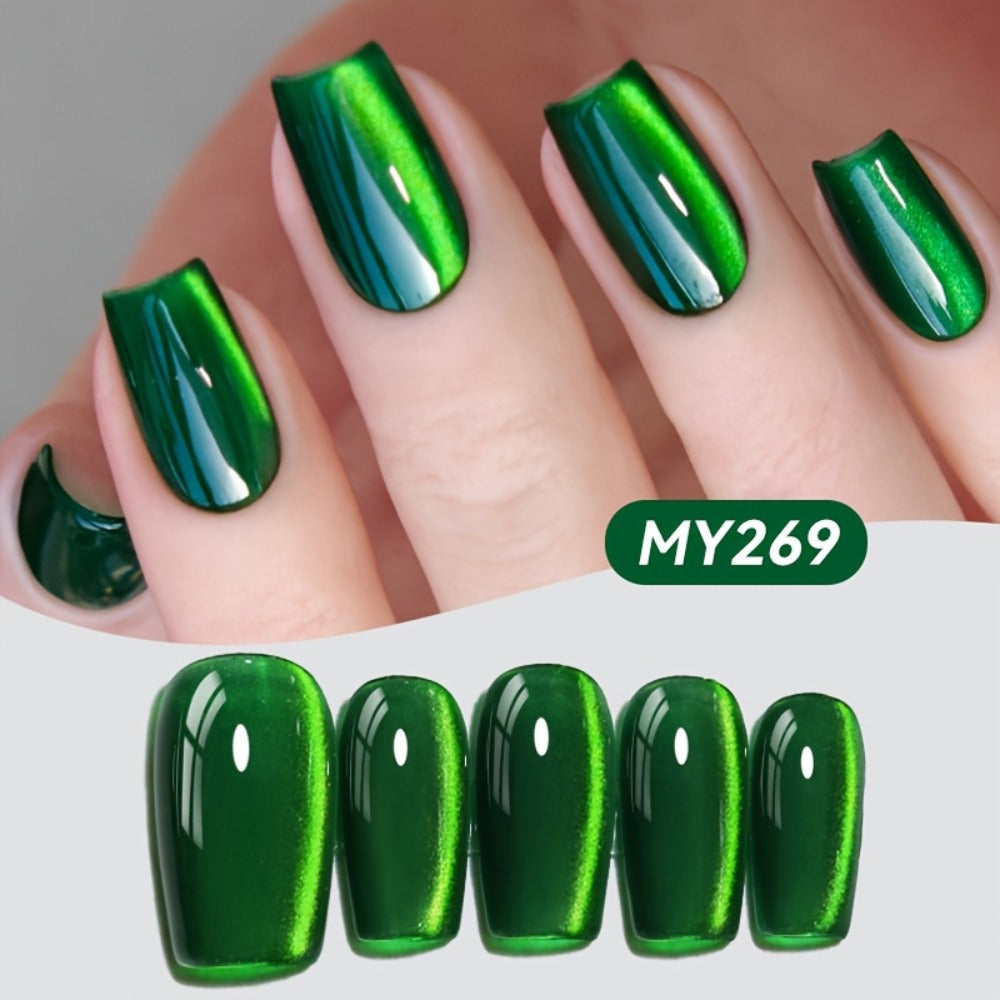 Gel Nail Polish BORN PRETTY MY269 Imperial Green 10ml Magnetic Cat Eye Shimmer in a White Bottle — image 10