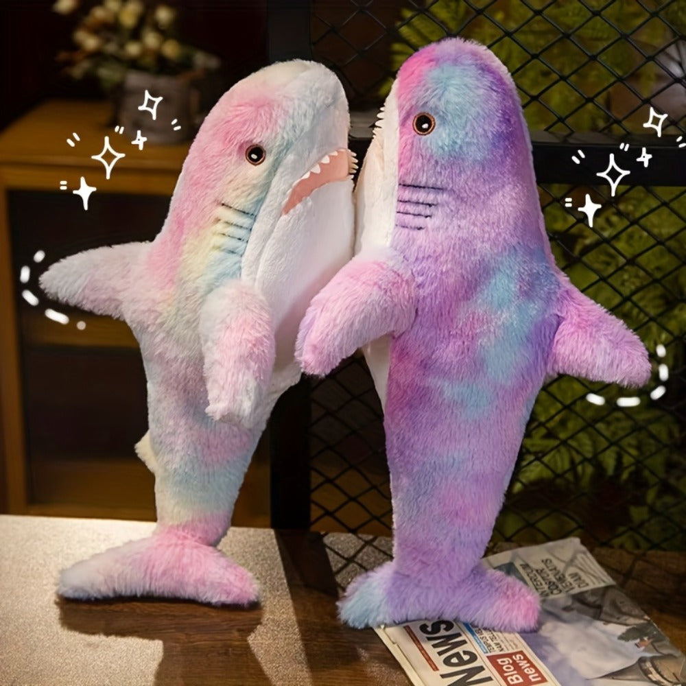 Plush Toy Jumbo Shark Pillow 24-Inch in Blue, Grey, Blue-Pink or Rainbow Colorways and Ocean Decor — image 14