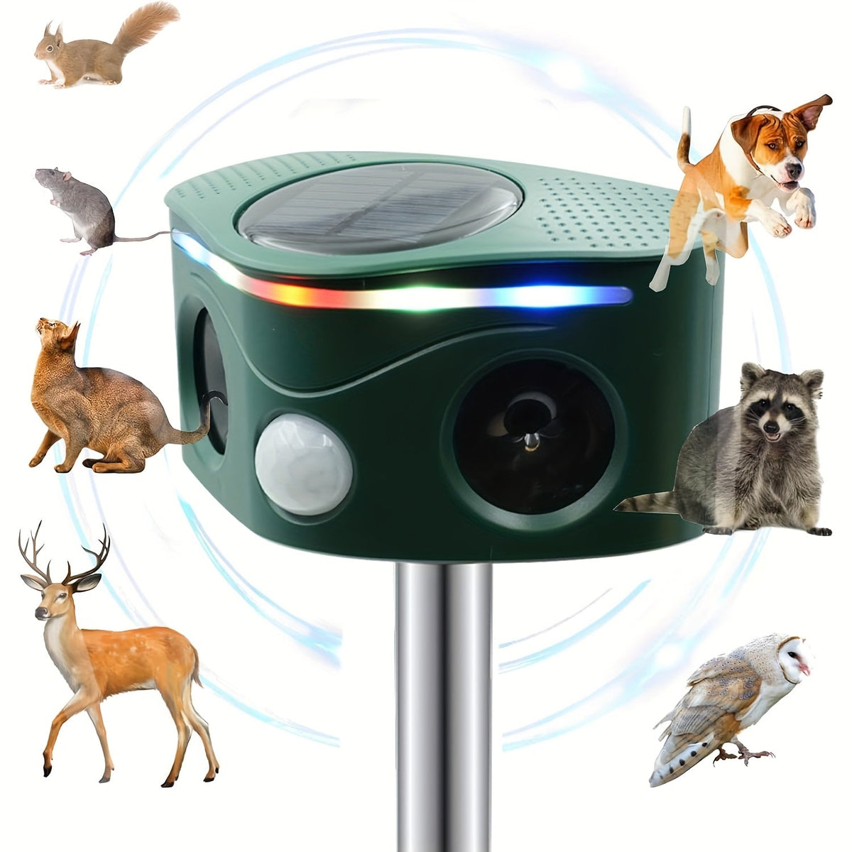 Ultrasonic Animal Repeller, Solar Motion Sensor Deer Cat Dog Garden for Garden, Patio and Yard Use — image 1