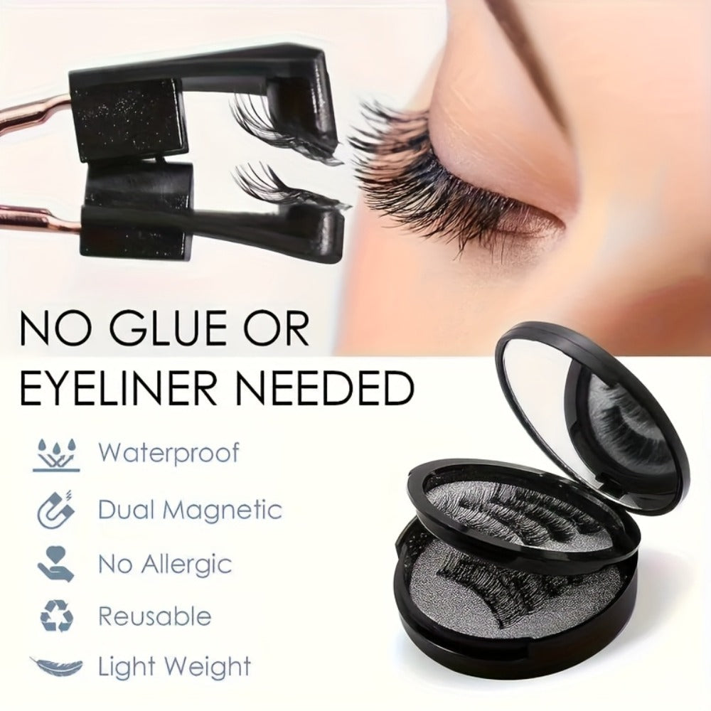 Magnetic False Eyelashes Kit with Eight Pairs, Round Storage Case and Metal Applicator Clip — image 15