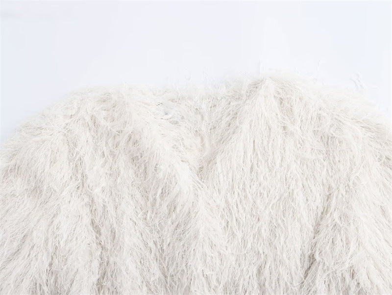 Metallic Color Fringe Trim Jacket Coat For Women
