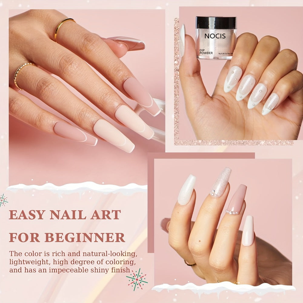 Dip Powder Nail Kit with NOCIS Label, Four Nude Blush Shimmer Powders, Three 10ml Liquids and Four Tools — image 7