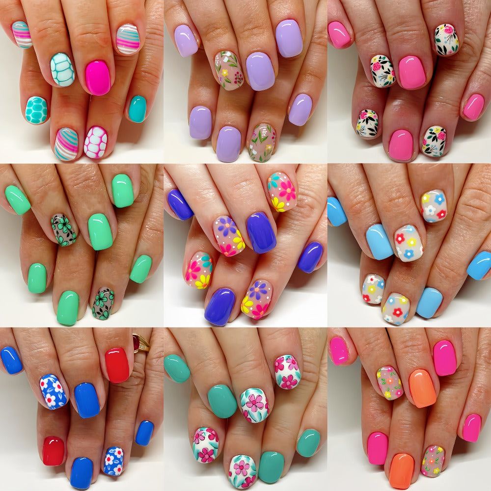 Press On Nails 216-Piece Short Full-Cover Set with Floral, Plant and Flower Designs for Spring and Summer — image 3